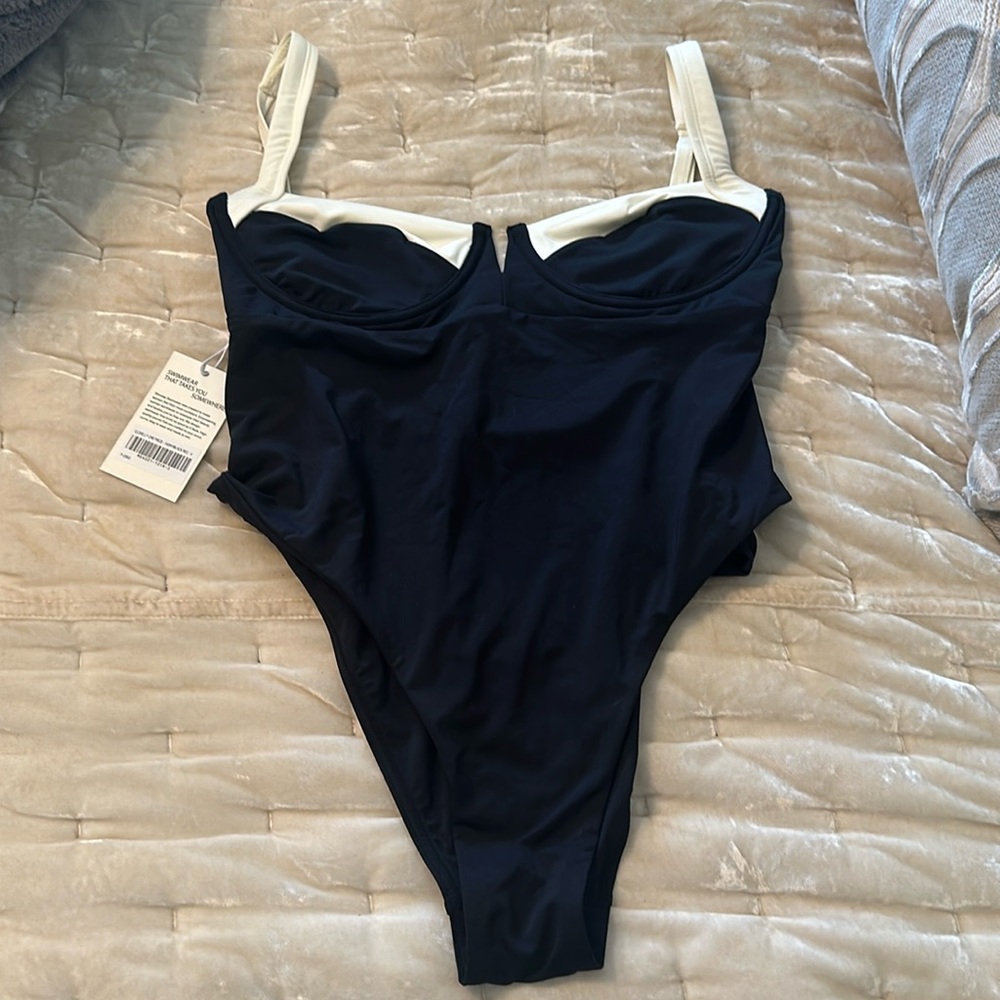 Monday Swimwear Black and White One Piece